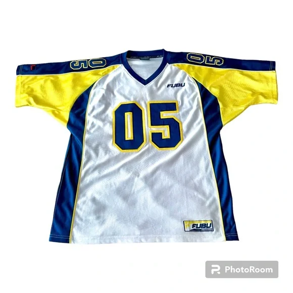 90sビンテージ FUBU 05 グラデーションフットボールジャージ Vintage Fubu Sports 05 Mens Jersey XL 90s Blue Flaws | eBay